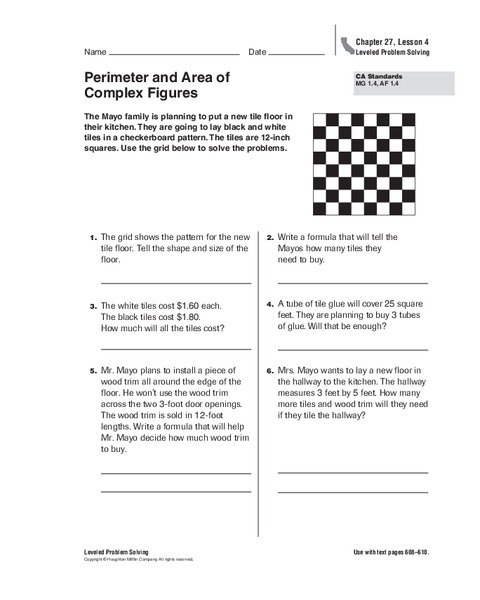 Perimeter and Area of Complex Figures Worksheet