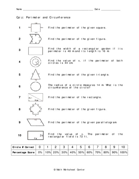 Perimeter and Circumference Worksheet