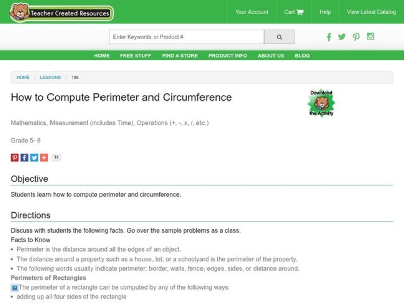 Perimeter and Circumference Lesson Plan