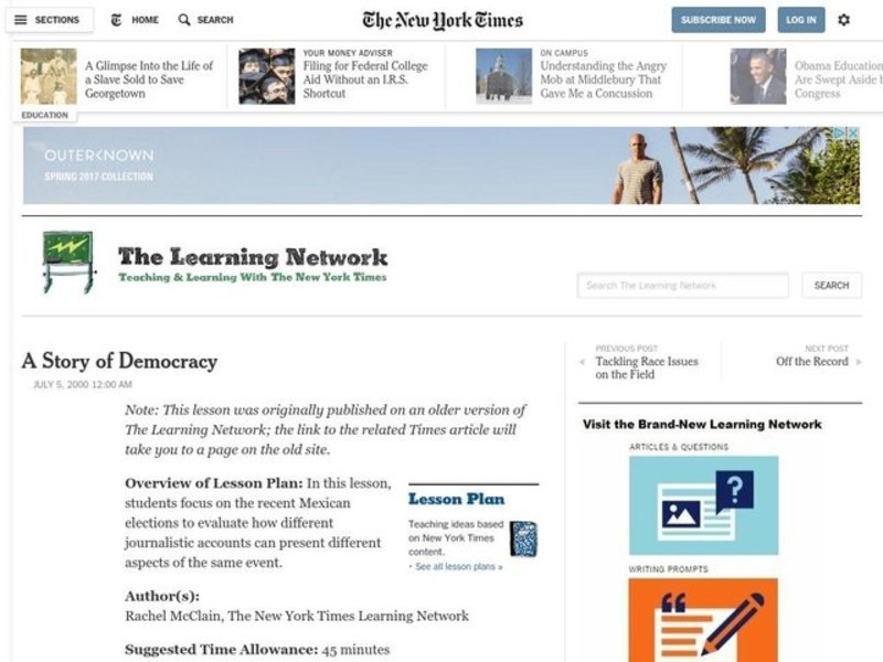 A Story of Democracy Lesson Plan