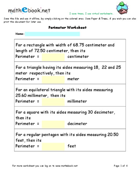 Perimeter Worksheet Worksheet