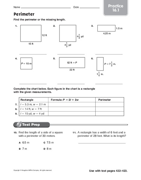 Perimeter: Practice Worksheet
