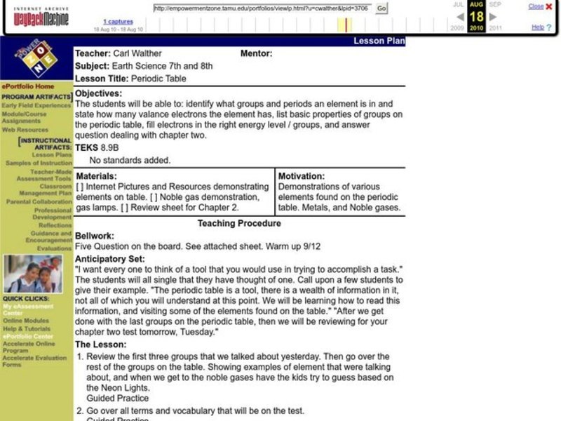 Periodic Table Lesson Plan