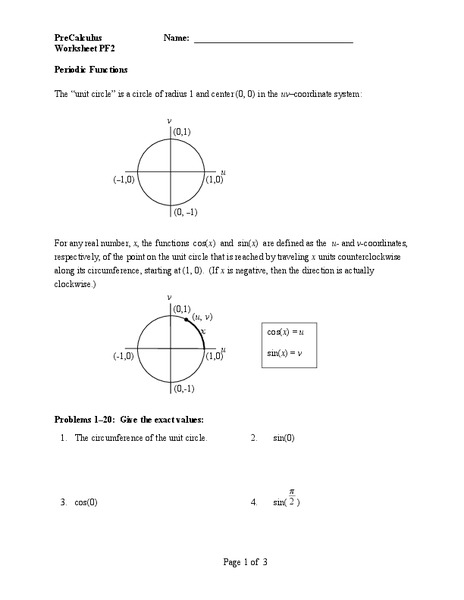 Periodic Functions Worksheet