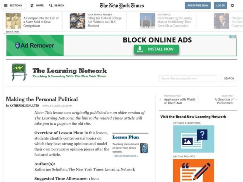 Making the Personal Political Lesson Plan