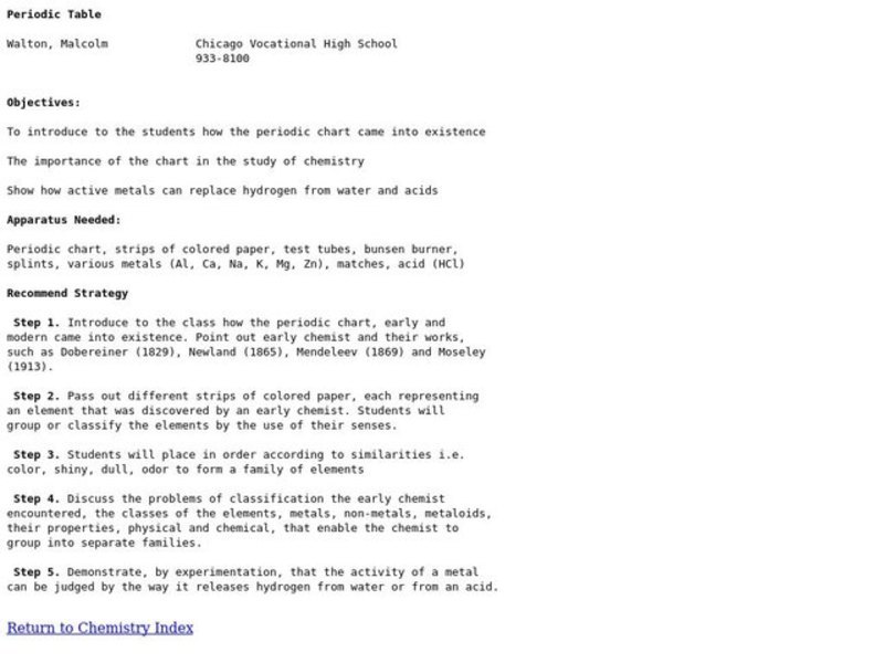 Periodic Table Lesson Plan