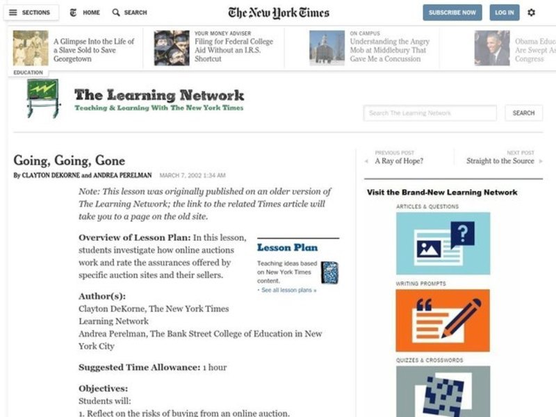 Going, Going, Gone Lesson Plan