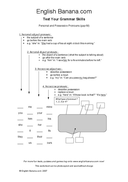 Personal and Possessive Pronouns Worksheet