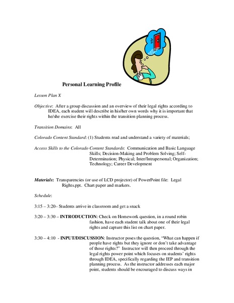 Personal Learning Profile Lesson Plan