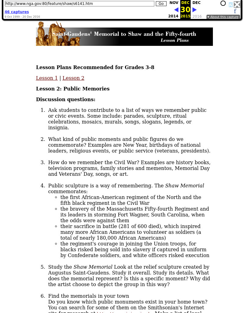 Personal Memories Lesson Plan