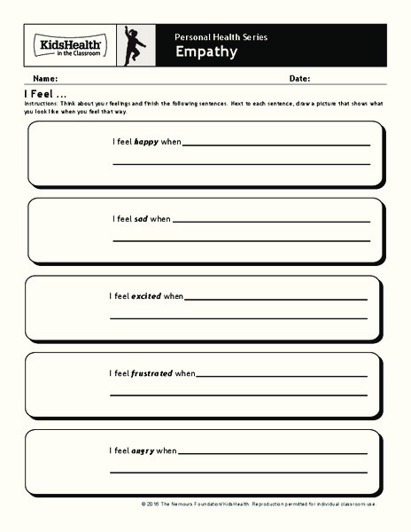 Handout: Empathy (PreK to Grade 2) Worksheet