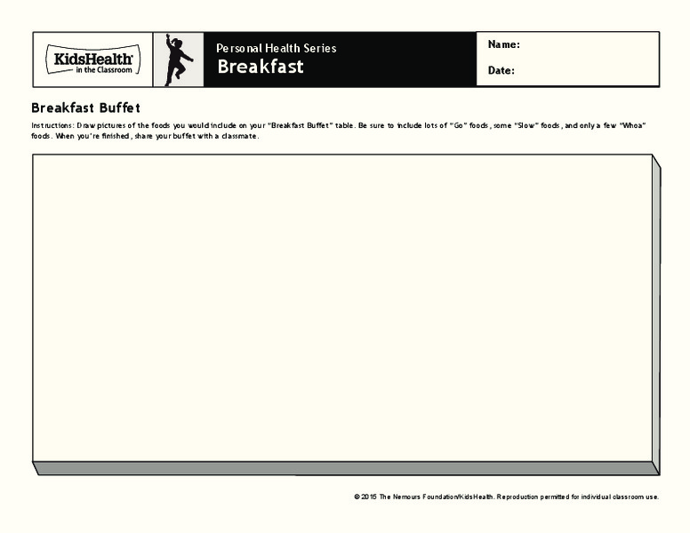 Handout: Breakfast (PreK to Grade 2) Worksheet