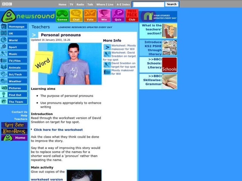 Personal Pronouns Lesson Plan