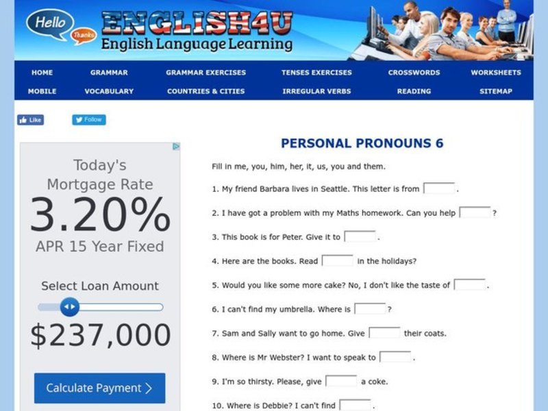 Personal Pronouns Interactive