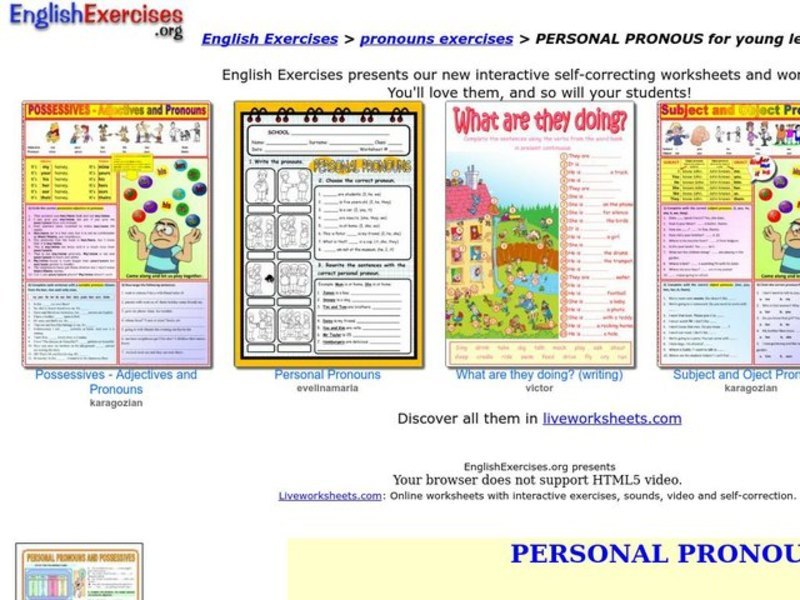 Personal Pronouns Interactive