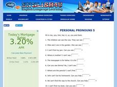 Personal Pronouns Worksheet