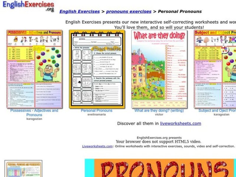 Personal Pronouns Interactive