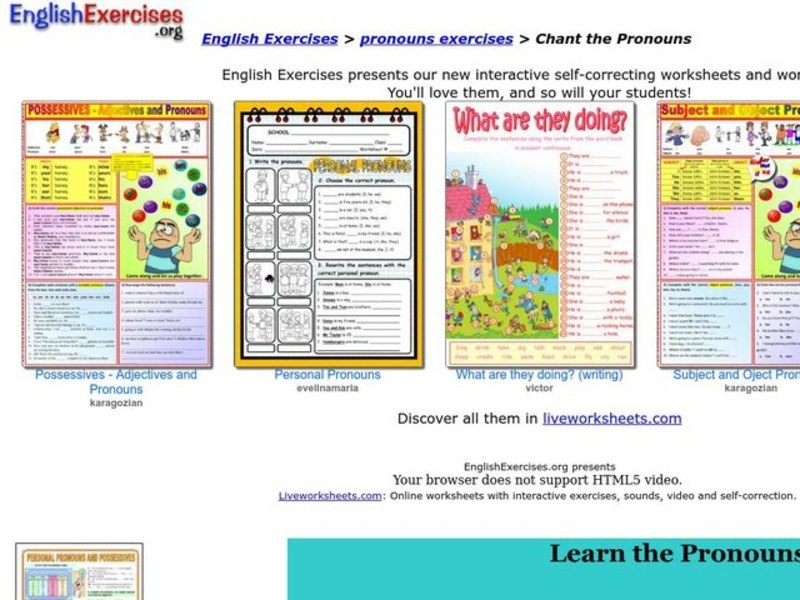 Personal Pronouns Interactive