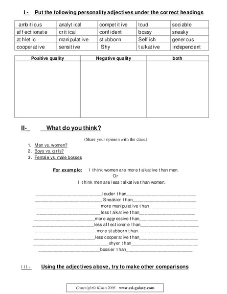 Personality Adjectives Lesson Plan
