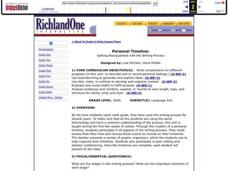 Personal Timeline Lesson Plan