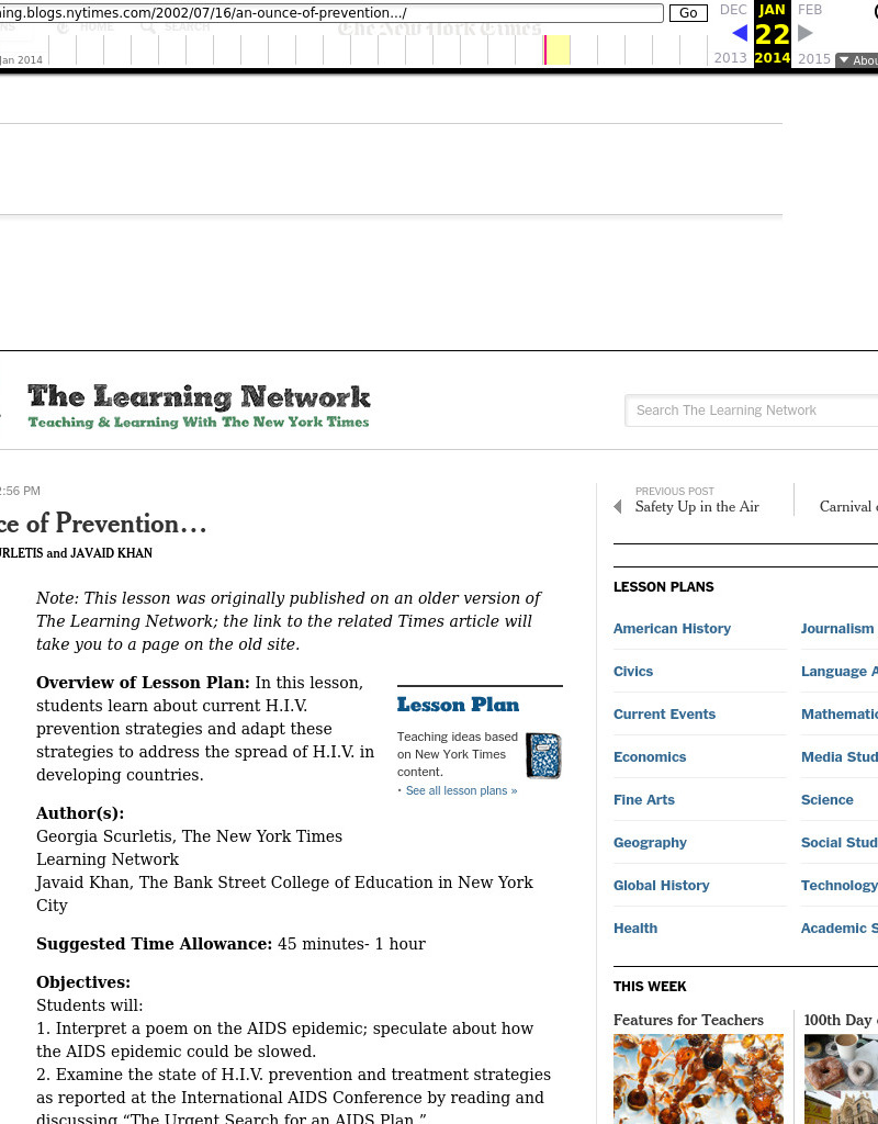 An Ounce of Prevention... Lesson Plan