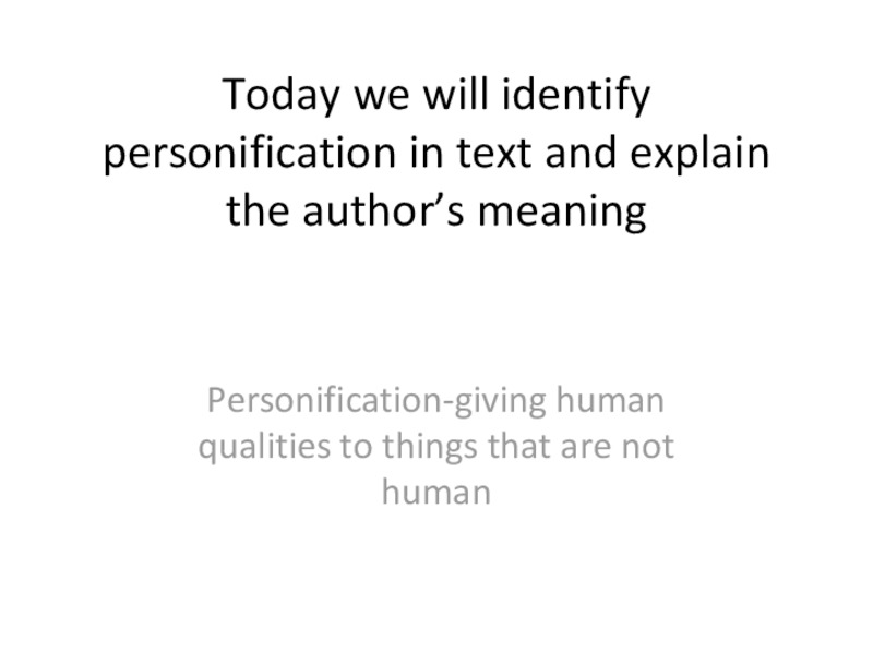 Personification PPT