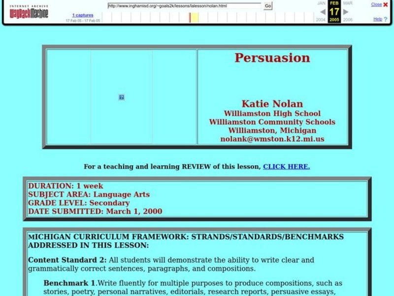 Persuasion Lesson Plan