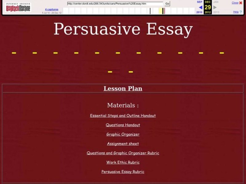 Persuasive Essay Lesson Plan