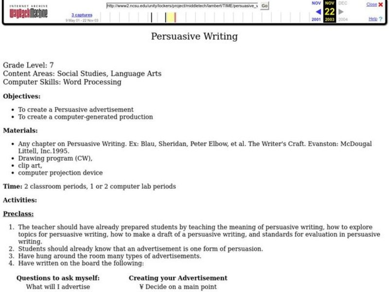 Persuasive Writing Lesson Plan