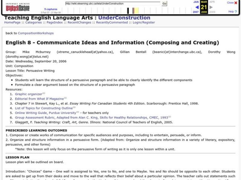 Persuasive Writing Lesson Plan