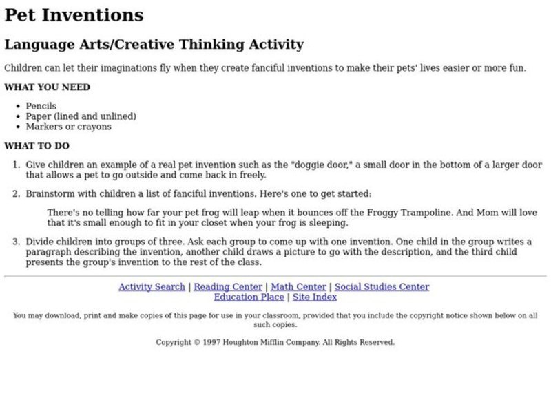 Pet Inventions Activity