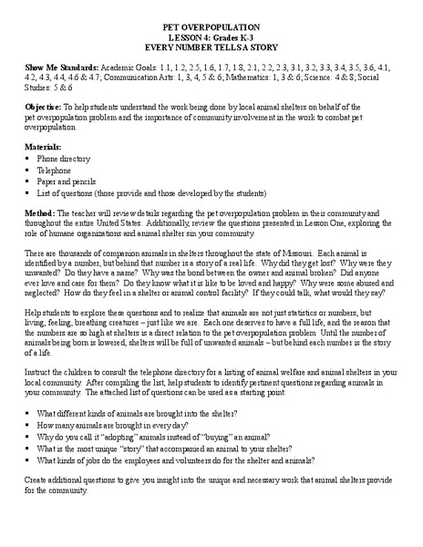 Pet Overpopulation Lesson Plan