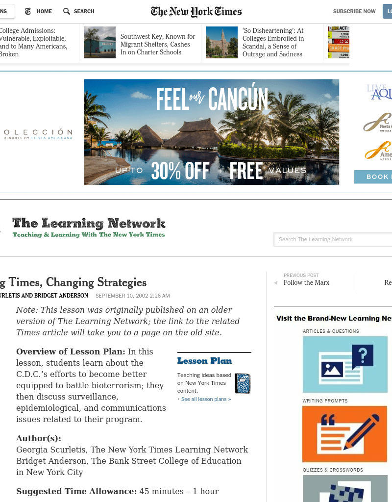 Changing Times, Changing Strategies Lesson Plan