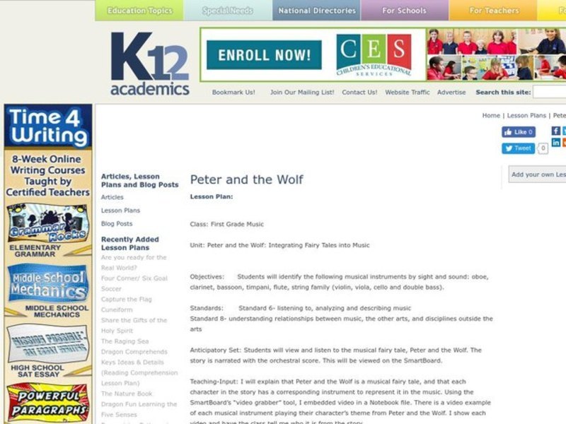 Peter and the Wolf Lesson Plan