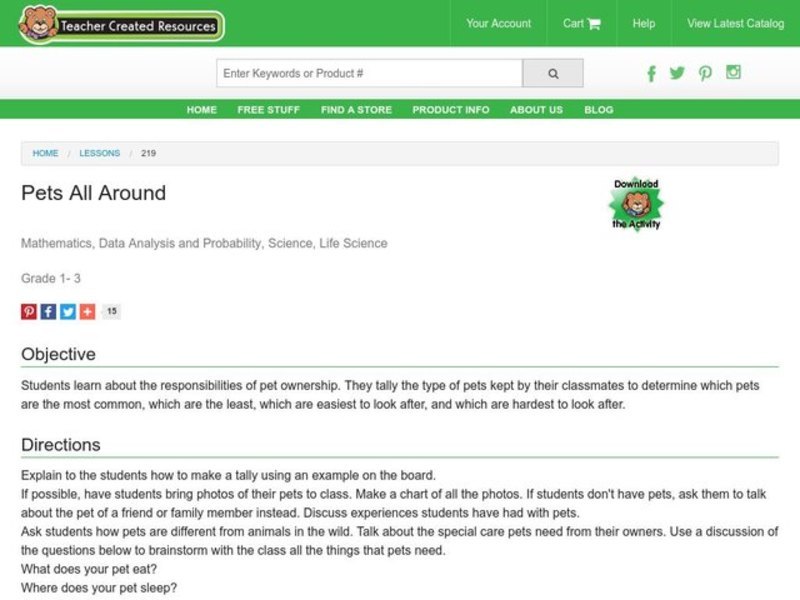 Pets All Around Lesson Plan