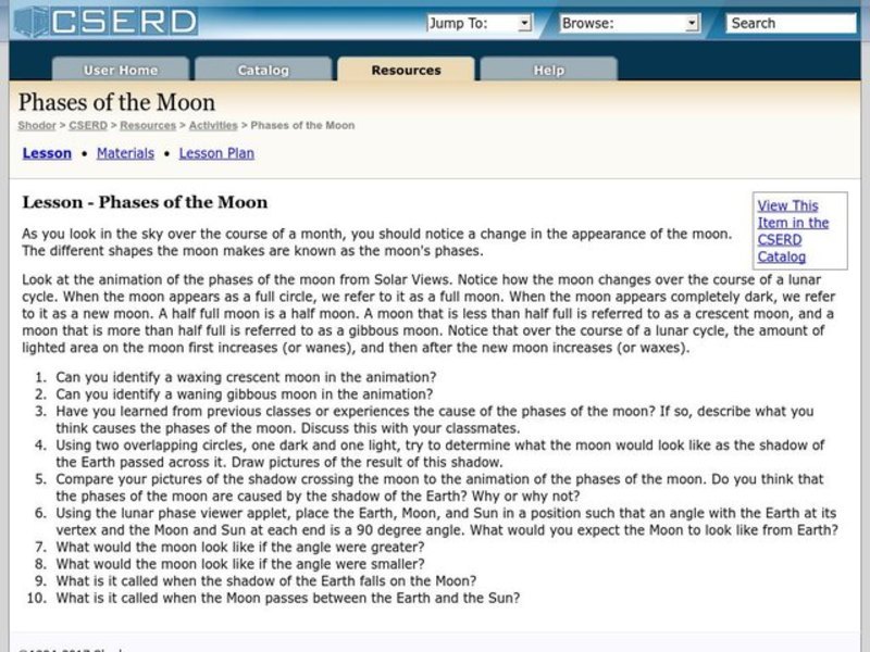 Phases of the Moon Lesson Plan