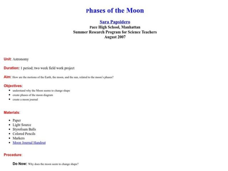 Phases of the Moon Lesson Plan
