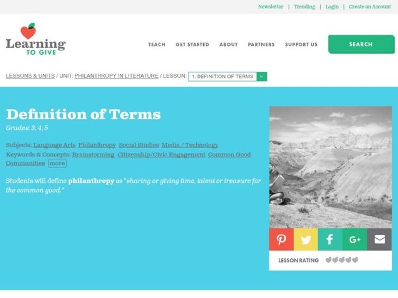 Philanthropy in Literature Lesson Plan