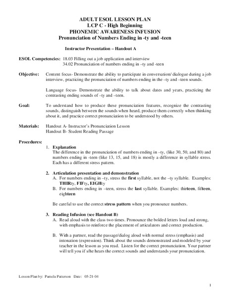 PHONEMIC AWARENESS INFUSION Lesson Plan