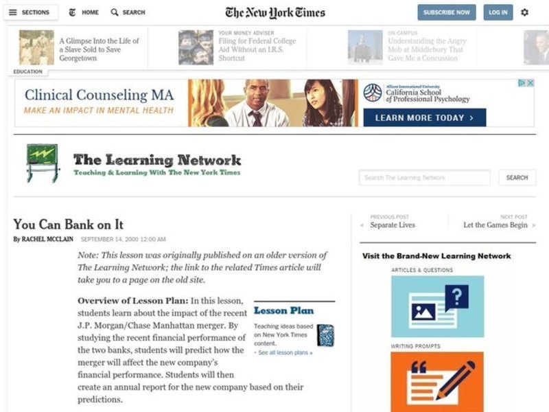 You Can Bank on It Lesson Plan