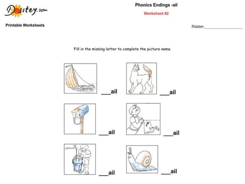 Phonics Endings -ail Worksheet