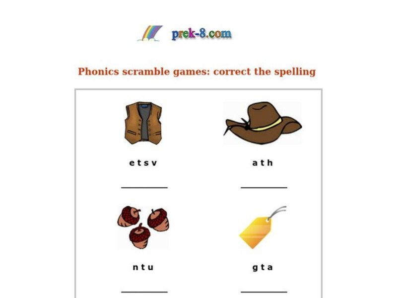 Phonics Scramble Games: Correct the Spelling Worksheet