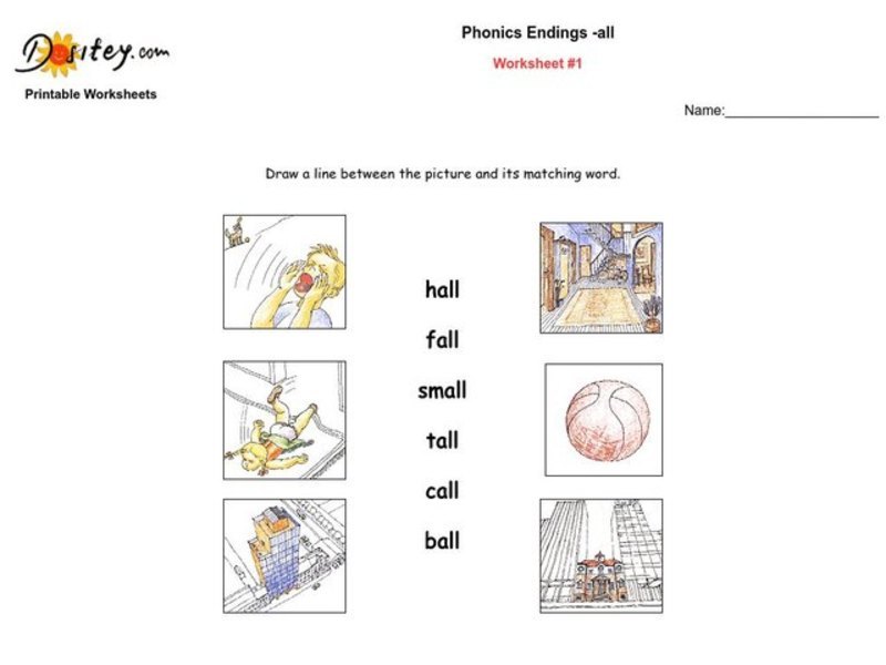 Phonics Endings -all Worksheet