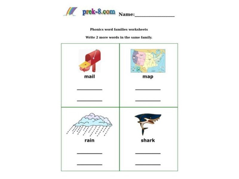 Phonics Word Families Worksheet