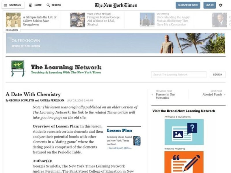 A Date With Chemistry Lesson Plan