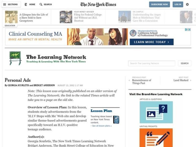 Personal Ads Lesson Plan