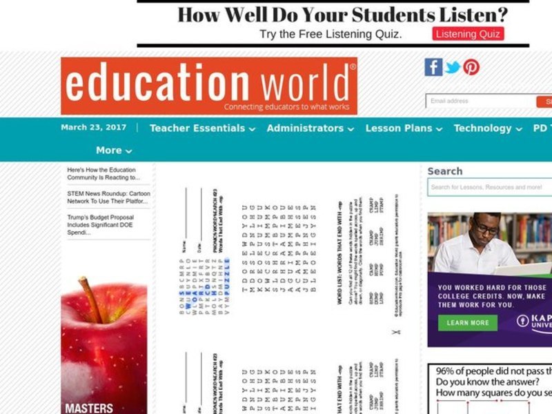 Phonics Word Search Lesson Plan
