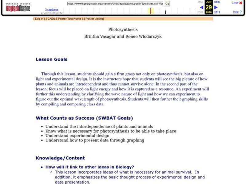 Photosynthesis Lesson Plan