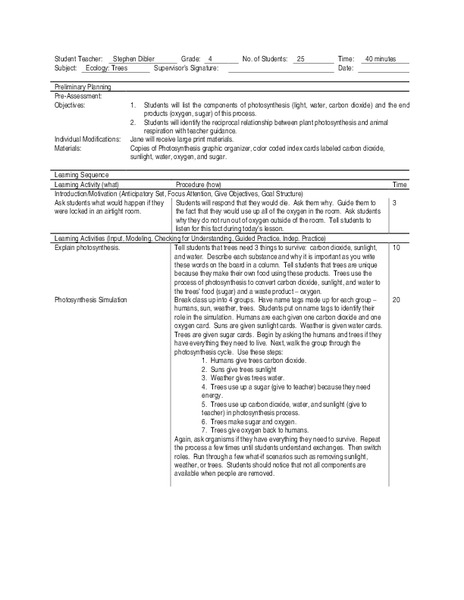Photosynthesis Lesson Plan