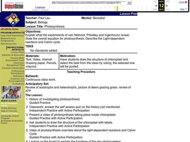 Photosynthesis Lesson Plan